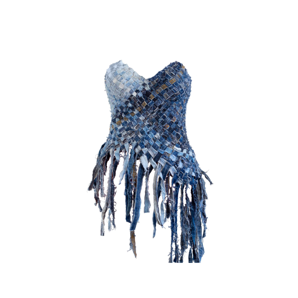 Upcycled denim corset